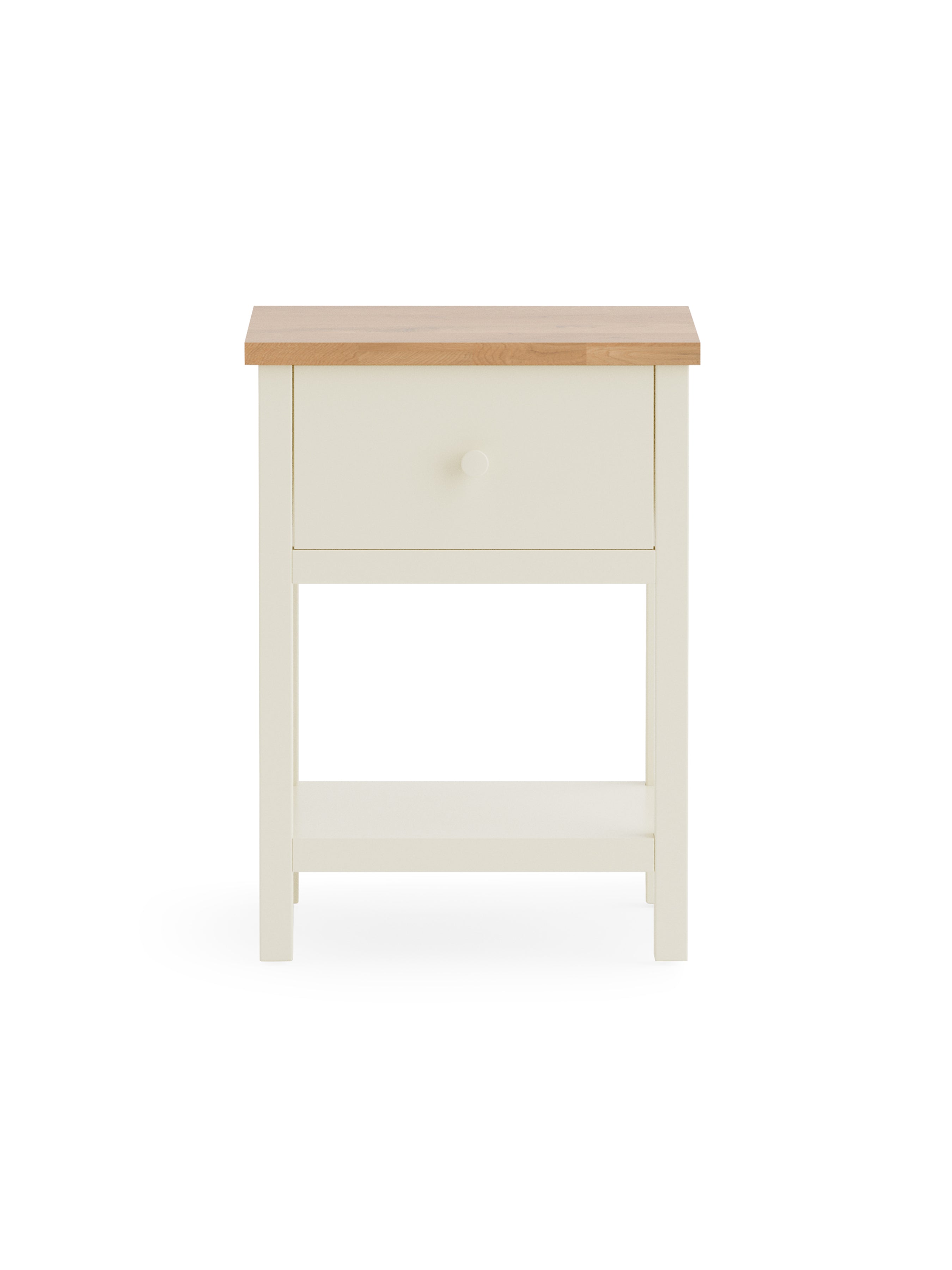 Osborne Solid Oak Wood Ivory Bedside Table | 1 Drawer